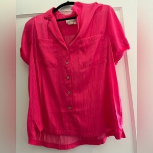 Anthropologie Fuchsia Pleated Top